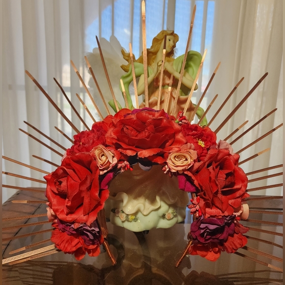 Day of The Dead Floral Tall Crown - Picture 2 of 7